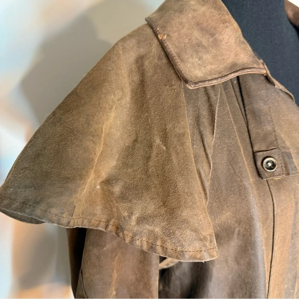 AUSTRALIAN OUTBACK COLLECTION Vintage Oilskin Drover Coat Duster Riding Unisex - Picture 4 of 16
